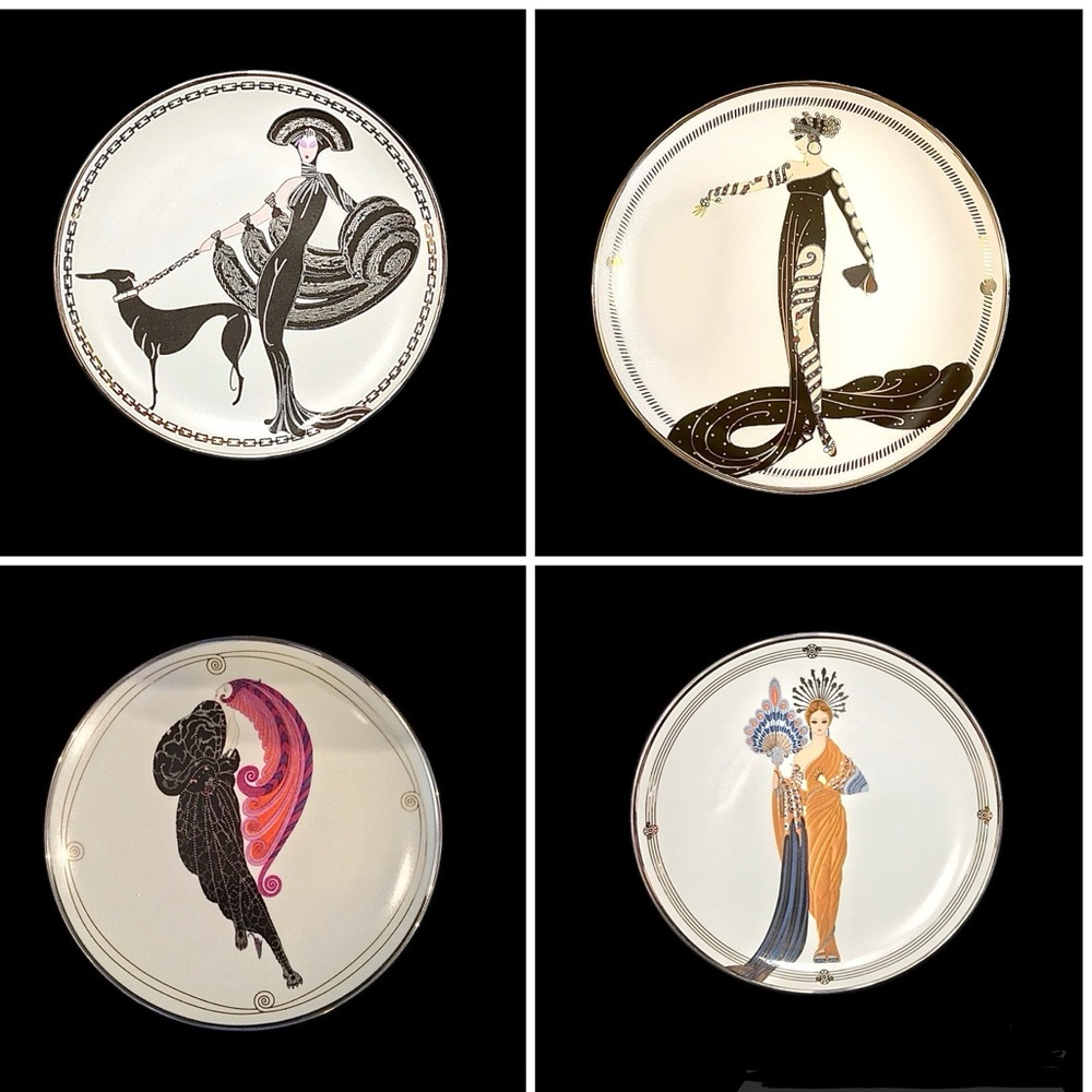 Erte Art Deco Plates, Set of 4